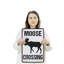Enseigne orignal en aluminium vieilli 12 po x 18 po Moose Crossing