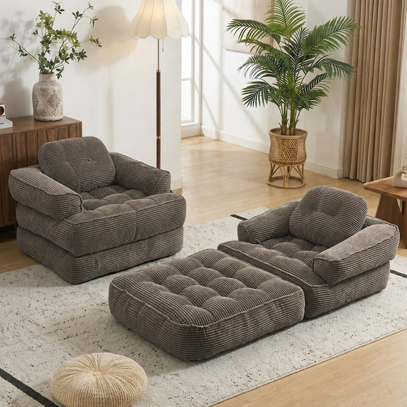 Canapé-lit futon convertible 35,43 po, Café