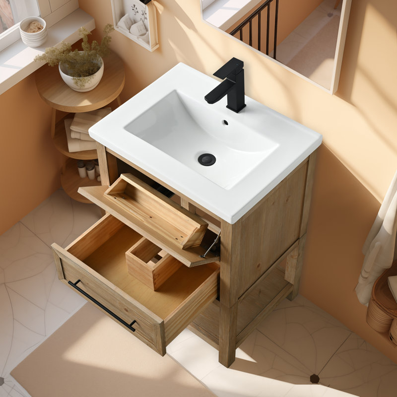 Ensemble de meuble-lavabo simple 24 po Bickley, Essence de sapin