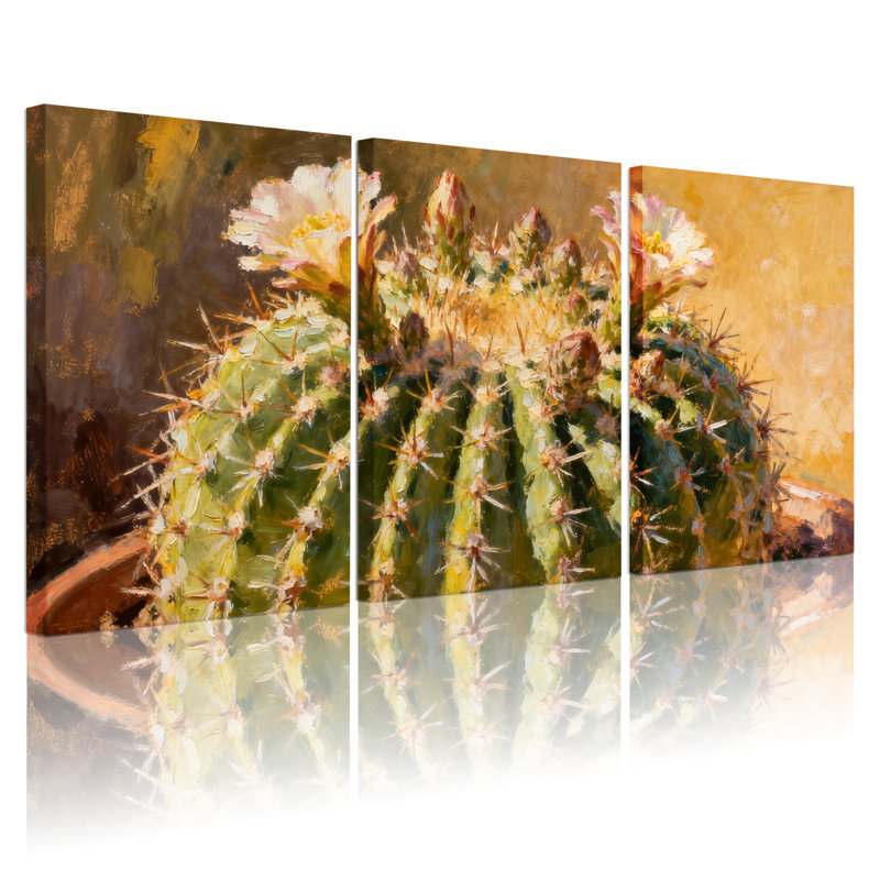 Cactus Cactus Bloom, ensemble de 3 reproductions d'art sur toile, H 18 po x l 36 po