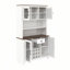 70,9 po Armoire de rangement pour garde-manger rustique, huche de cuisine avec prises à DEL et armoire à vin avec portes et tablettes, blanc-51629857