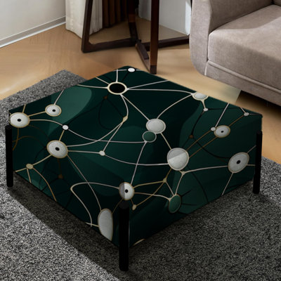 Green Poupart Techno Tangles - Marble Large Square Ottoman