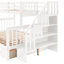 Lit superposé simple au-dessus d'un lit double avec tiroir, barrière de rangement et garde-corps pour chambre à coucher, dortoir, pour adultes, blanc