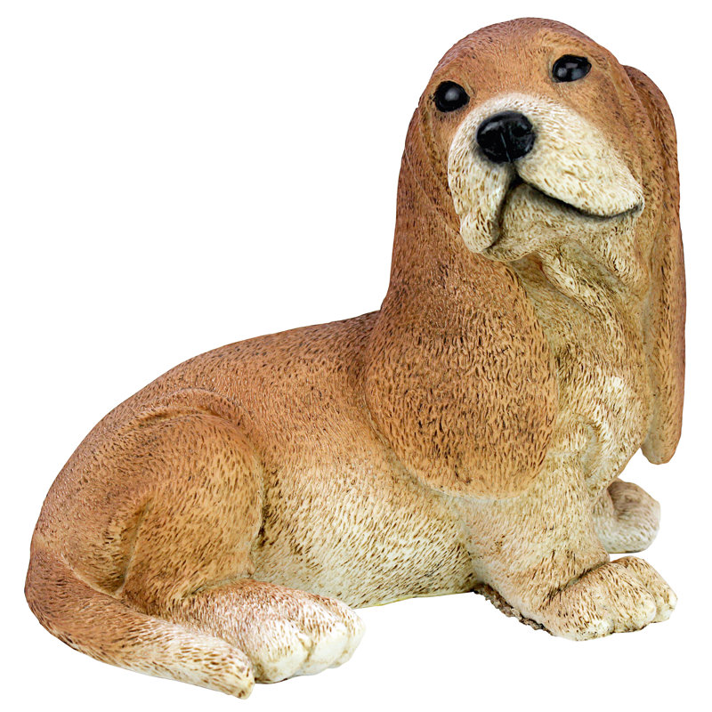 Figurine chiot basset en brun