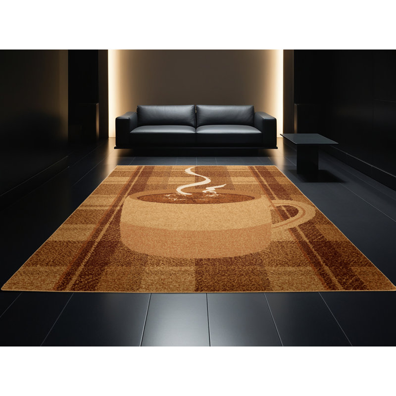 Soft Plush Farner Thanksgiving Modern & Contemporary Abstract Area Rug in Brown – LightBrown Binding, 2x4