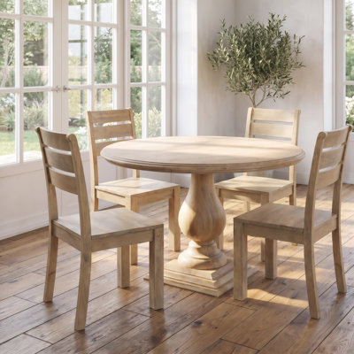 Josiane Mango Round Solid Wood Top with Solid Wood Base Dining Table