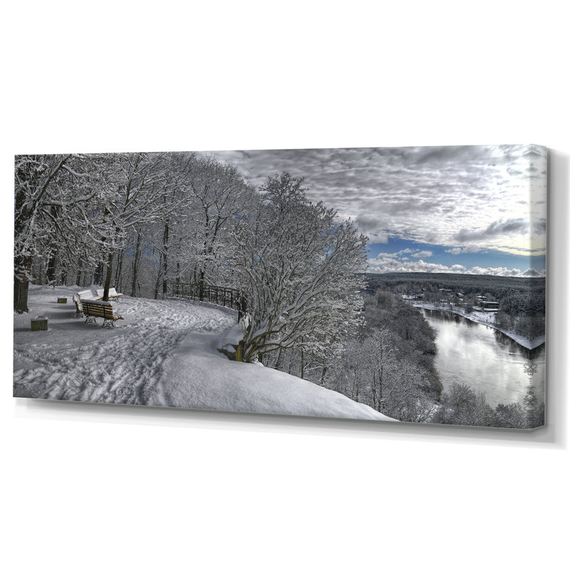 Forêt enneigée panoramique - Photographie sur toile, H 8 po x l 12 po x P 1 po, Toile tendue