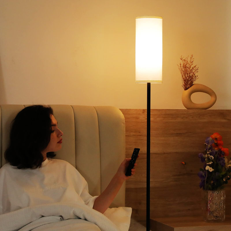 64" Modern Floor Lamp for Living Room, Black, White