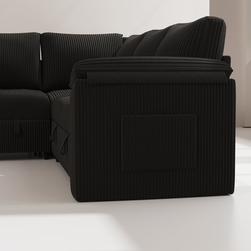 107" Cloud Modular Sectional Sofa with Ottoman,Modern Corduroy Couch for Living Room,7 Seat Sofa with Storage,U-Shaped Sofa,Random Combination