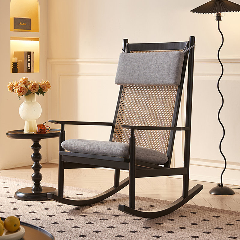 Chaise berçante moderne en bois massif, Gris