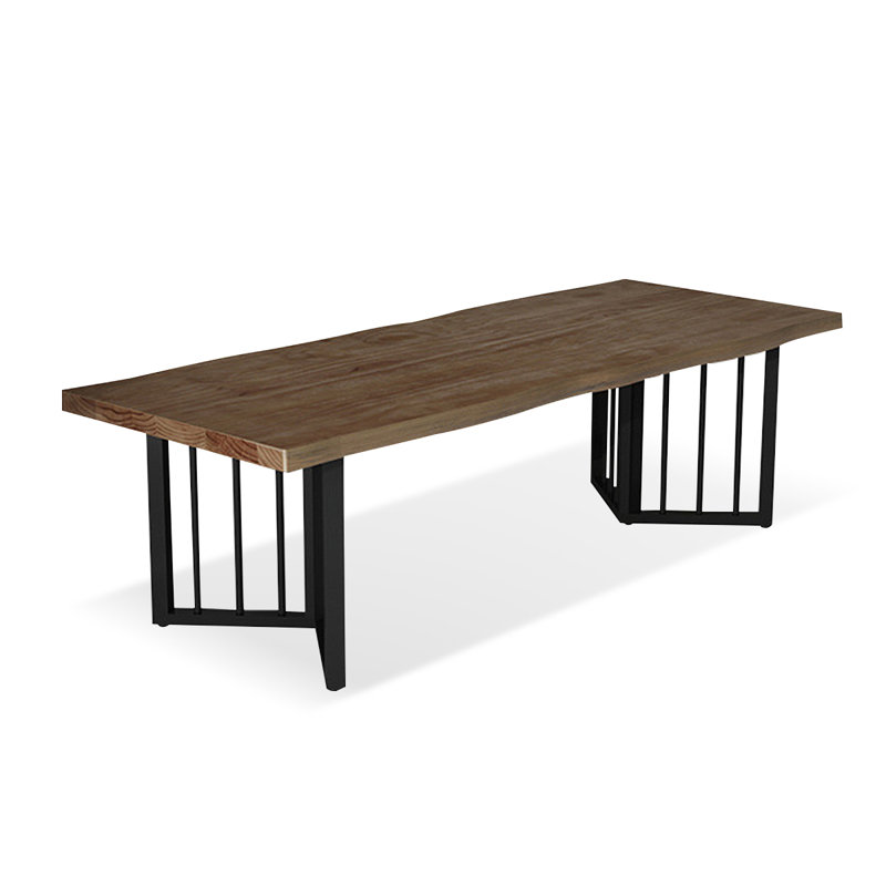 Nut-Brown Rectangular Solid Wood Dining Table, 29.53"H x 94.49"L x 39.37"W