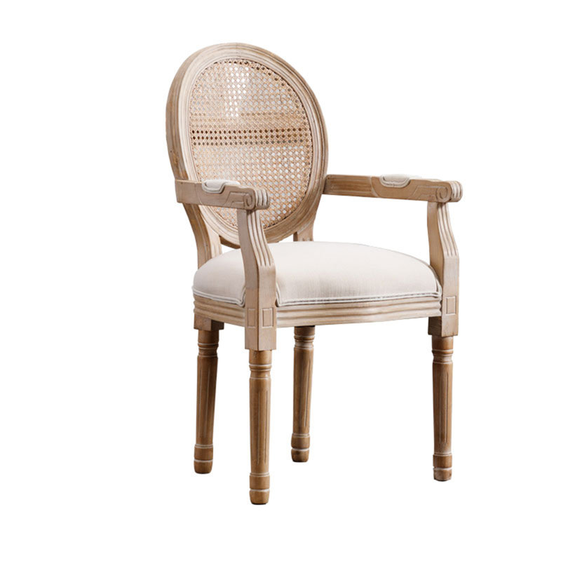 Ensemble de 2 fauteuils de salle à manger rembourrés en tissu French Vintage
