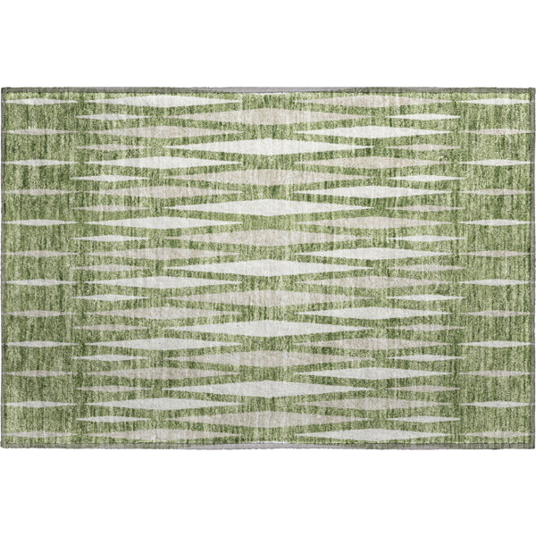 Bungalow Rose Premium Machine Washable Houtz Green Rug | Wayfair