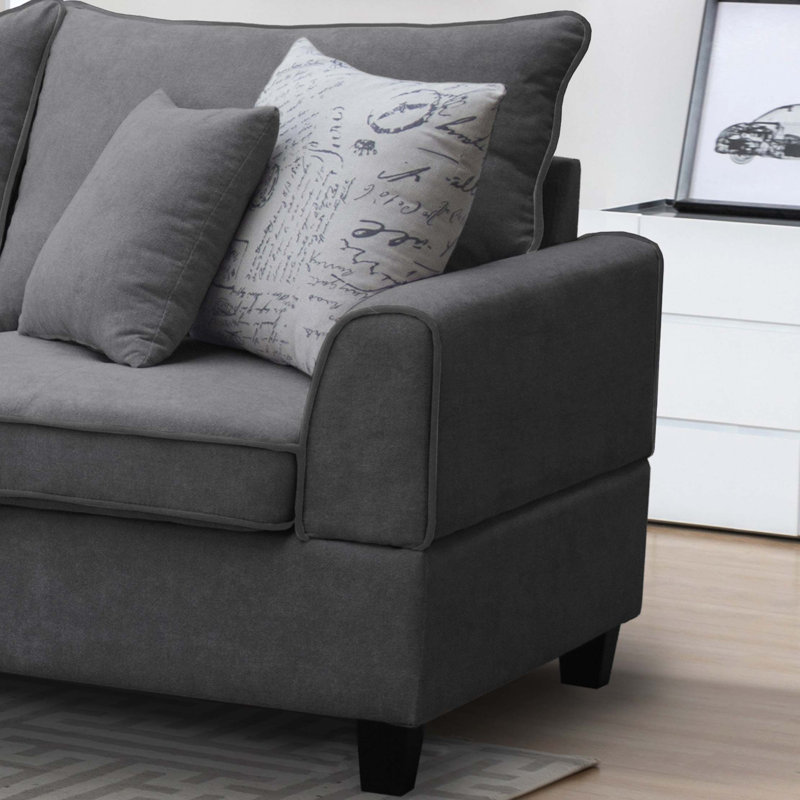 Canapé modulaire en tissu Harmony de 99 po avec méridienne, repose-pieds avec rangement et 4 coussins décoratifs Harmony