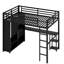 Structure de lit mezzanine en métal avec garde-robe intégrée, bureau et tablettes de rangement-691323664-691323663