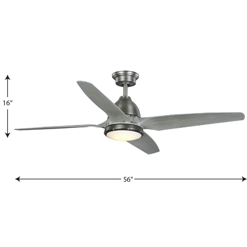 Alleron 56'' Ceiling Fan with LED Lights, Antique Nickel