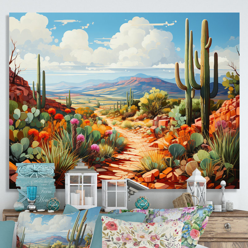 Orgue gardien Ke Kee cactus vert du désert - Cactus, H 34 po x l 44 po, Toile tendue, Sans cadre