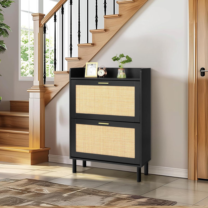 15 Pair Flip Down Shoe Storage, Black
