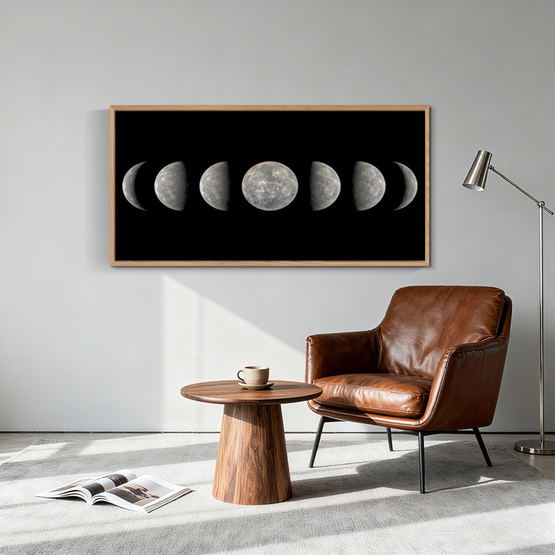 Tableau encadré sur toile représentant les phases de la lune, 122 x 61 cm (48 x 24 pouces), lot de 1, 48 x 24 pouces