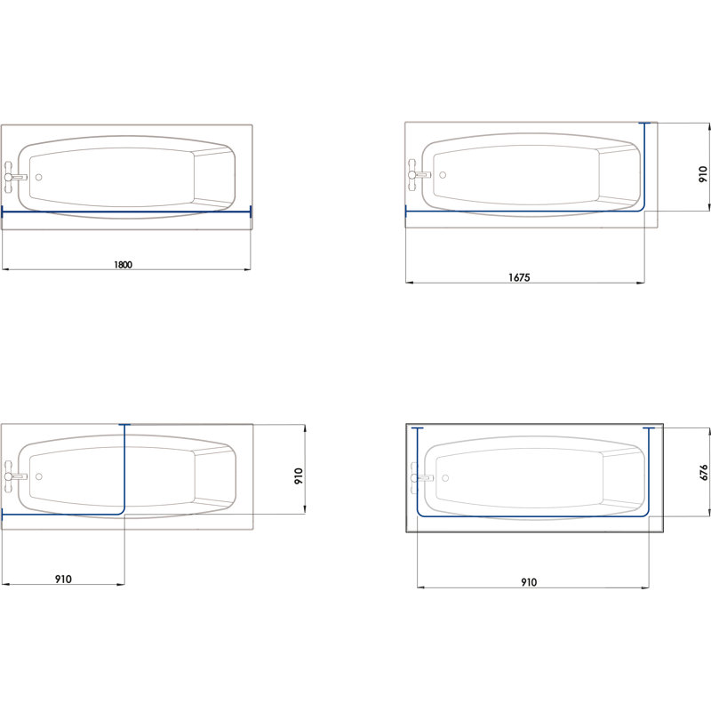 Slenderline Modular Shower Rail Kit, 4 Ways to Fit, Chrome