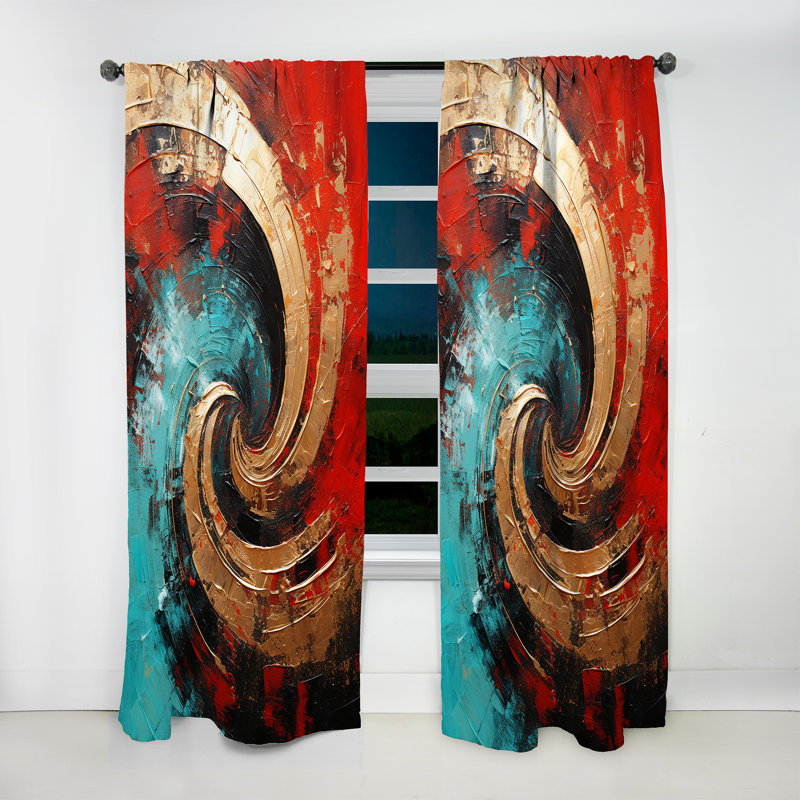 Rideau de velours moderne rouge foncé bleu Majestic Motion Spiral III - obscurcissant - 1 panneau, L 52 po x L 84 po