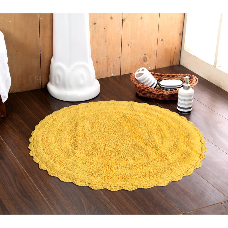 Tapis pour salle de bain 100% coton, Jaune