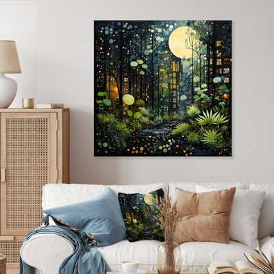 Vert jaune vert Urban Jungle II - impression de collages abstraits sur métal