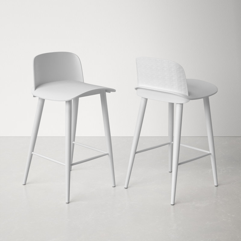 Atoir Upholstered Counter Stool with Metal Frame, White