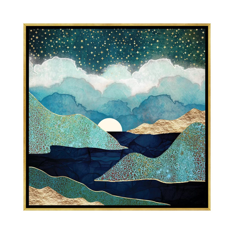 Ocean Clouds - impression d'art graphique, 18" H x 18" W x 1.5" D, Gold Framed Canvas, Aucun mat