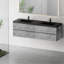 Meuble-lavabo suspendu de 183 cm (72 po) avec deux lavabos en quartz noir sable, quatre tiroirs à fermeture amortie, entièrement assemblé, gris ciment, GF 24V12 72GR W1573P155850, propre et fonctionnel, faible absorption d'eau