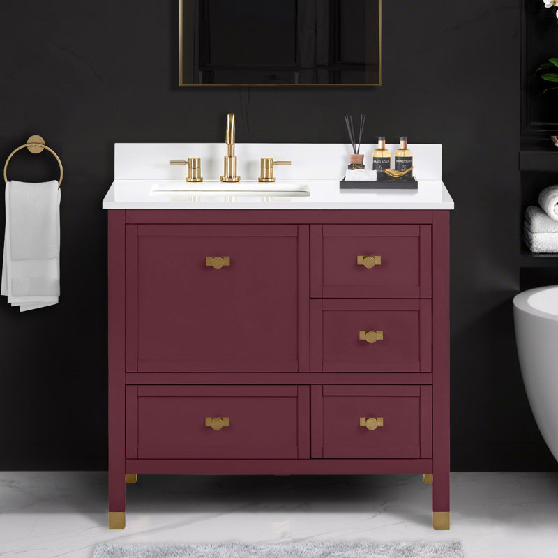 Meuble-lavabo simple 36 po Alana, 37", Quartz blanc