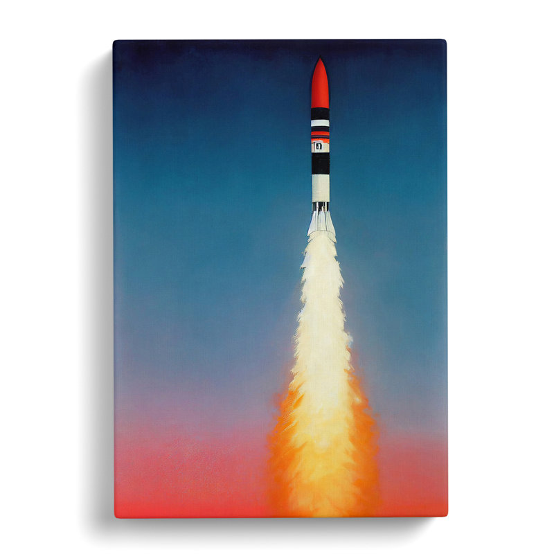 Spaceship Rocket In Flight No.1 - Wrapped Canvas Print, 60cm H x 40cm W x 3cm D