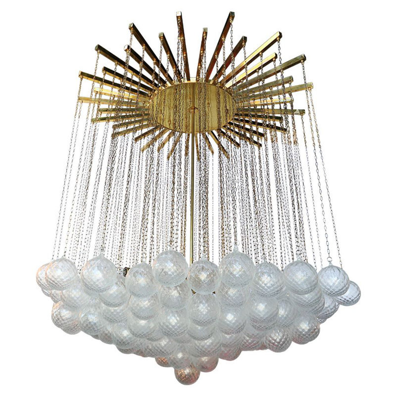 Lustre Broadway Starburst Murano, Laiton brossé, H 55 po x l 55 po x P 55 po, Verre lisse