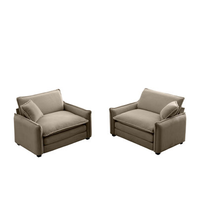 Guesno Corduroy Upholstered Accent Chairs with Toss Pillows
