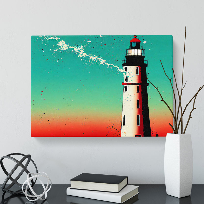 Painted Lighthouse Vol.1 - Wrapped Canvas, 40cm H x 60cm W x 3cm D