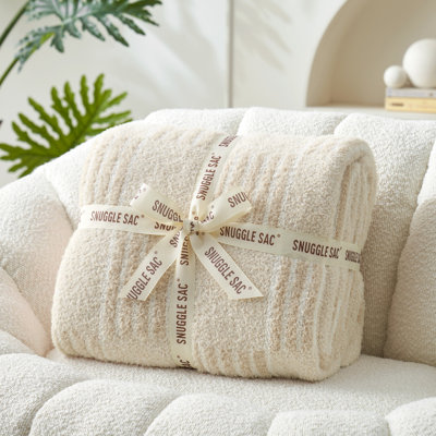Reversible Checkered Striped Throw Blanket, Fluffy Faux Fur Blend Blankets For Couch Or Bed