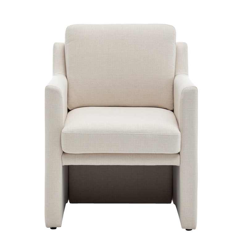 Chaise d'appoint entièrement rembourrée Serena - Tissu de performance naturel recyclé, Polyester blanc