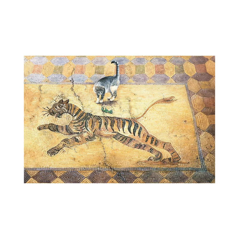 Cat With Lizard And Tiger by Ivory Cats - Wrapped Canvas Print, 66.04 cm H x 45.72 cm W x 1.91 cm D