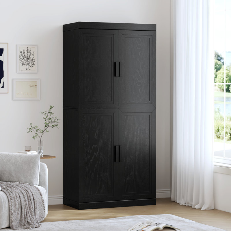Armoire de rangement avec tablettes réglables Nashaya, Noir, noir, noir, noir