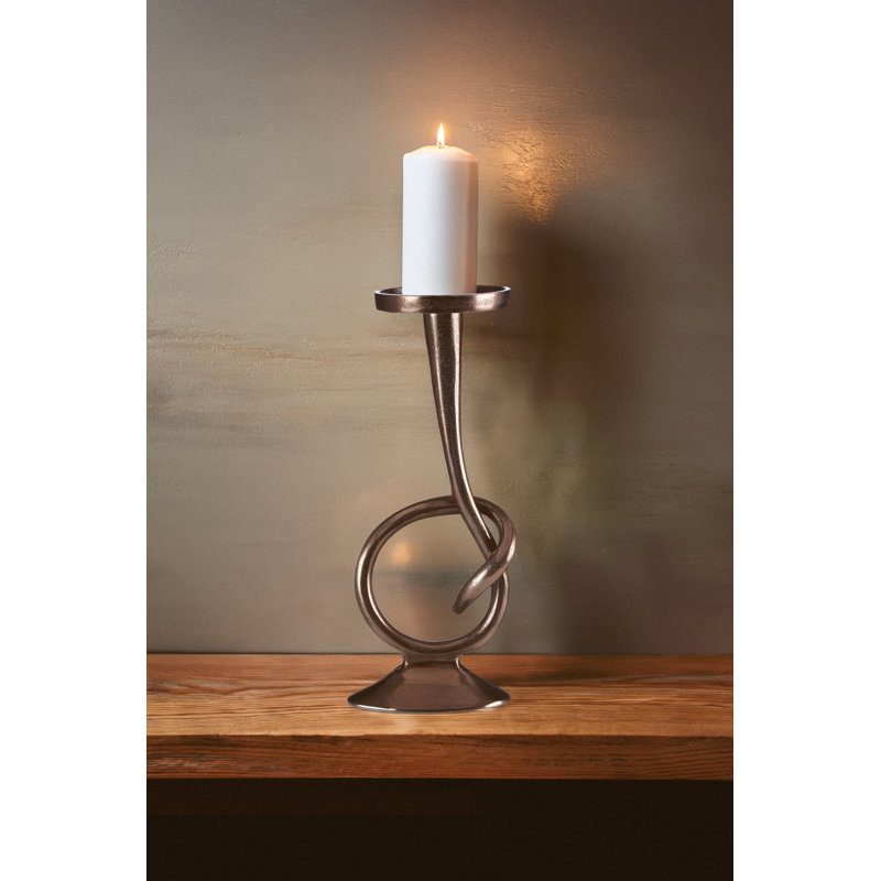 Elyze Metal Candlestick, 35cm H x 14cm W x 11cm D, Brown