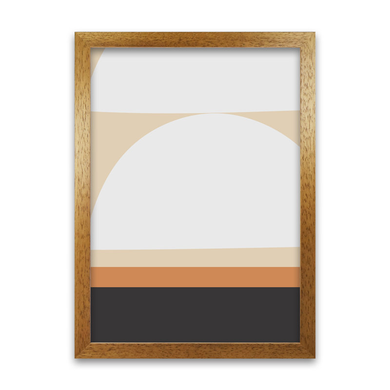 White Abstract Shapes A Original - Print, Oak Frame, 59cm H x 42cm W x 3cm D