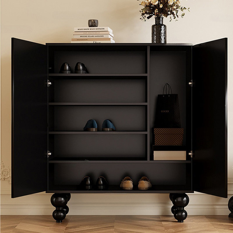 Chinese Style Solid Wood Shoe Cabinet 17 Pair Shoe Storage Cabinet