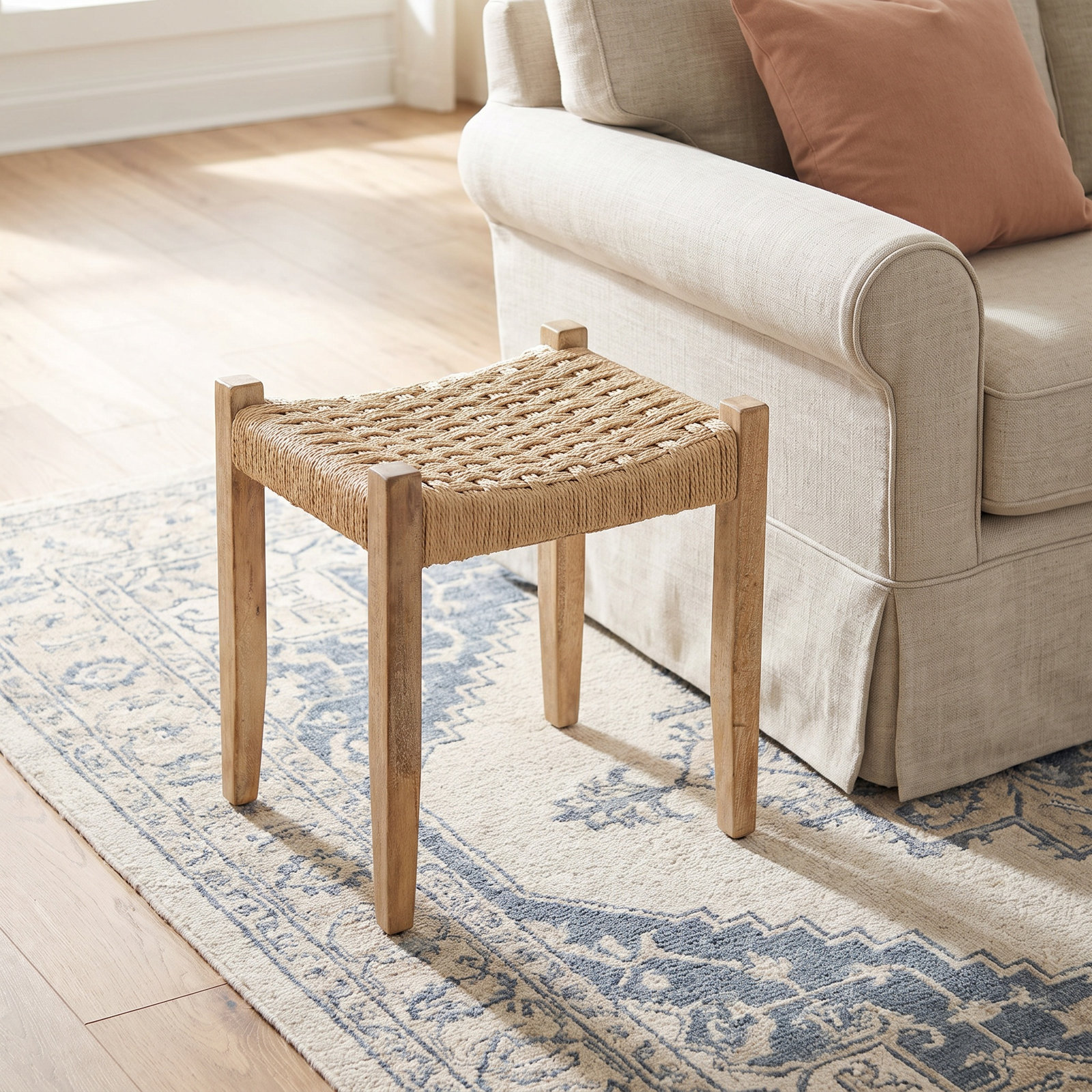 Kathleen Vanity Stool, Natural