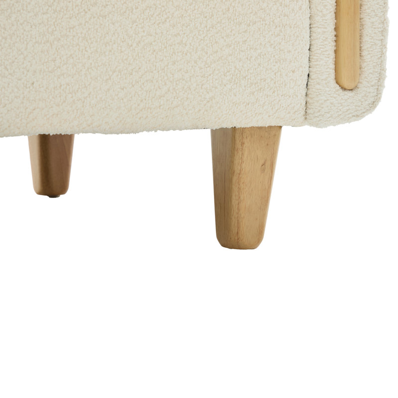 Canapé rembourré avec rembourrage doux et pieds en bois, Beige