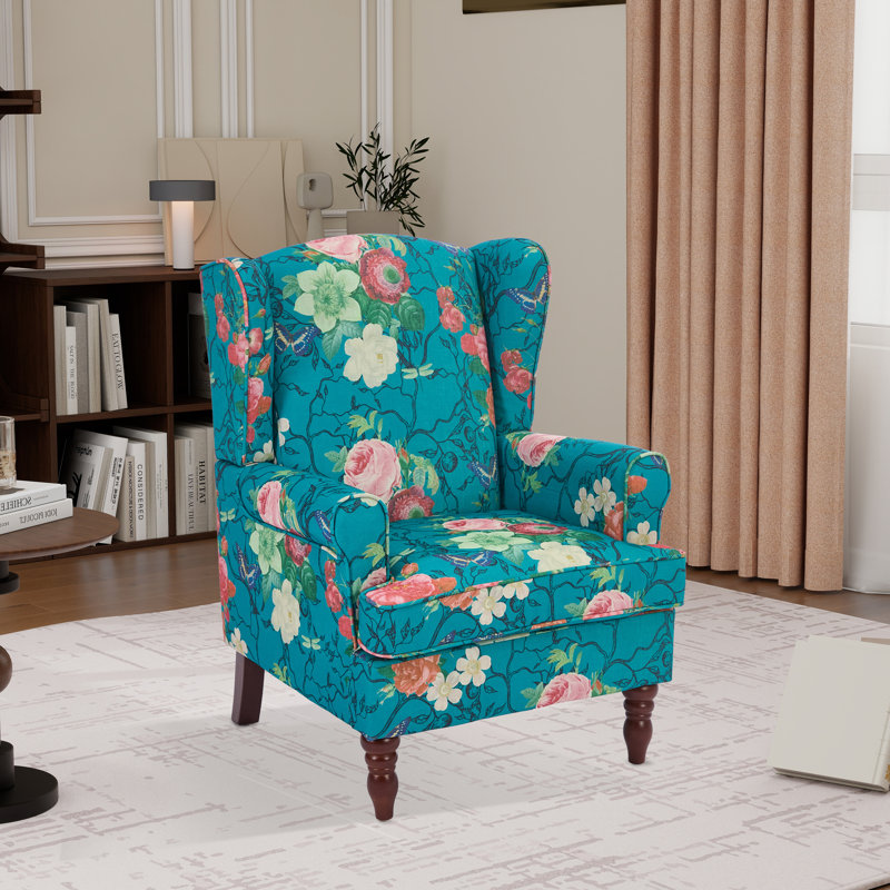 Devonn Upholstered Accent Chair, Green Floral