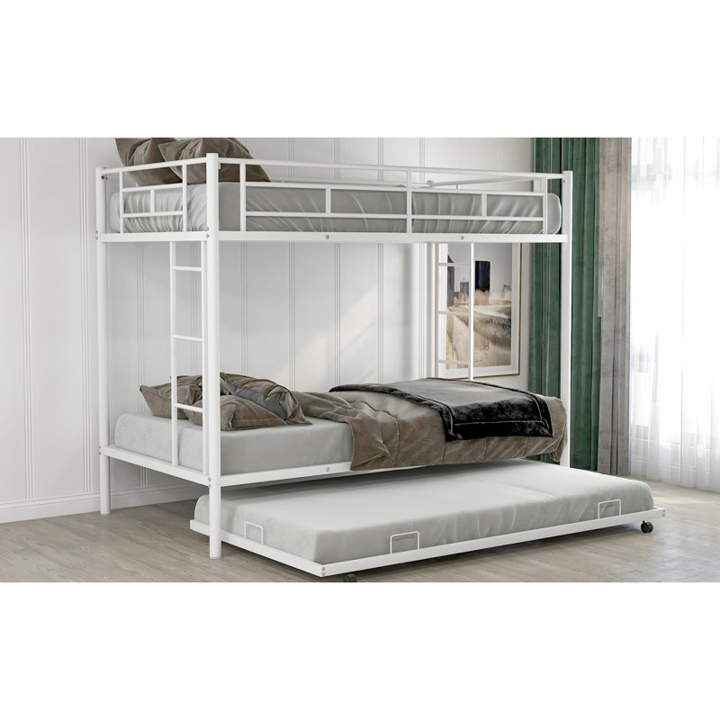 Lit superposé simple au-dessus de l'espace avec lit gigogne argenté - Structure métallique pour chambres à coucher fonctionnelle et pratique