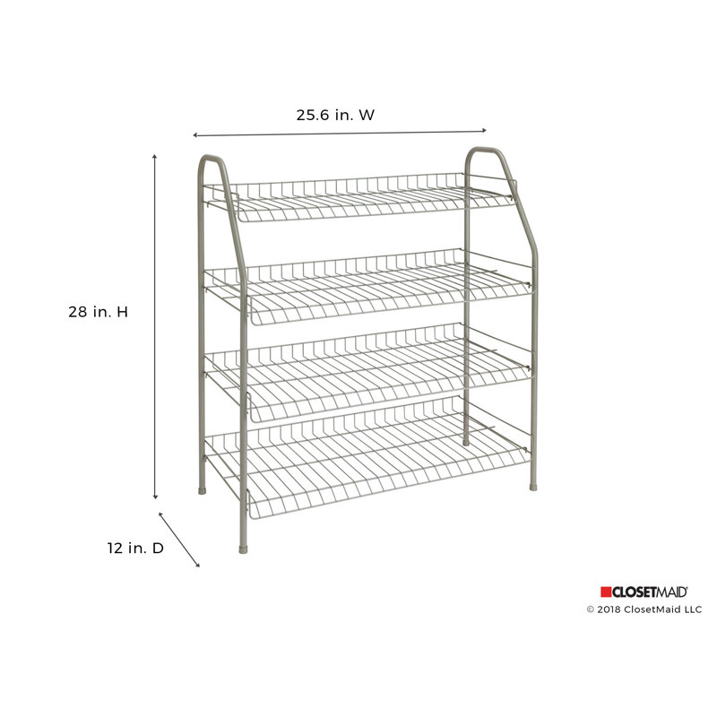 4-Tier 12-Pair Freestanding Shoe Rack, Nickel