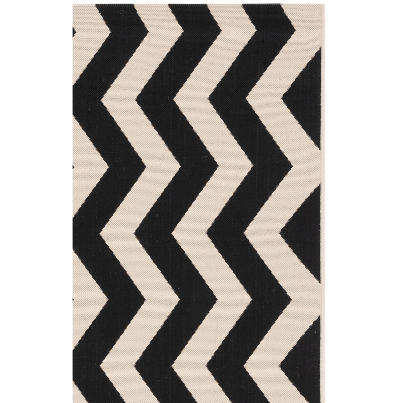 Arneshia Polypropylene Black/Beige Area Indoor/Outdoor Area Rug, Square 4'