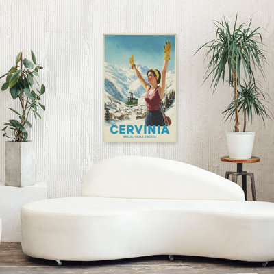 Happy Alpine Skier Classic Retro Vintage Mountain Winter Wall Art
