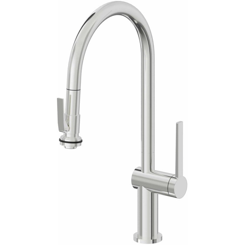 La Spezia Pull Down Kitchen Faucet With Squeeze Sprayer High Arc Spout, Antique Copper Flat